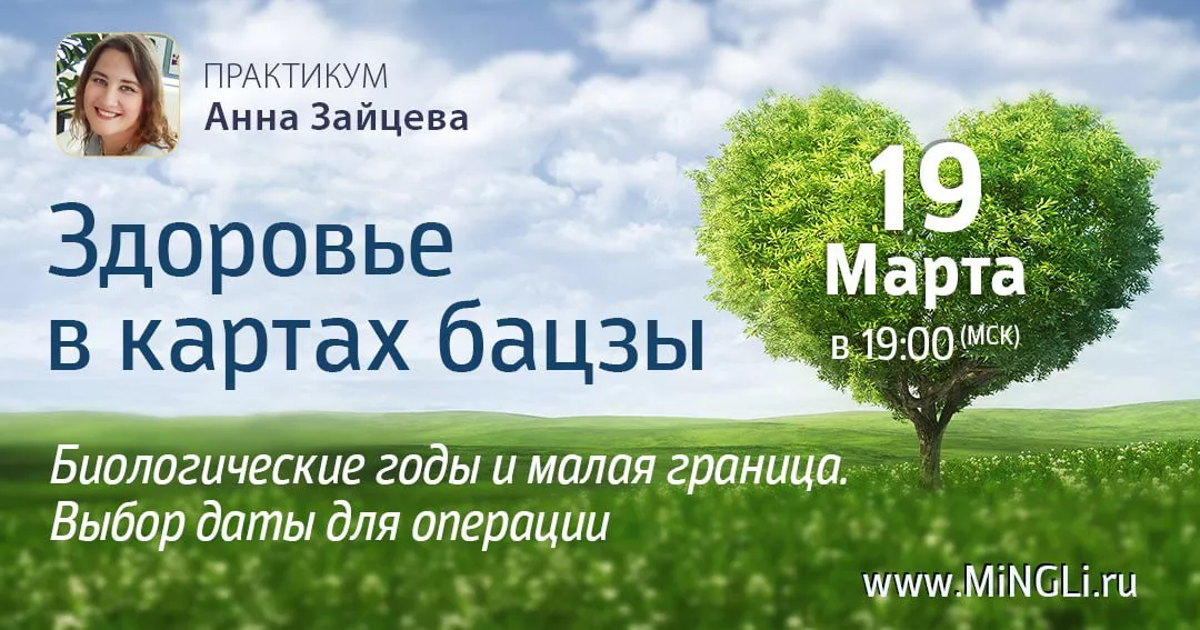 Практикум: Здоровье в картах бацзы. Биологические годы и малая граница. Выбор даты для операции